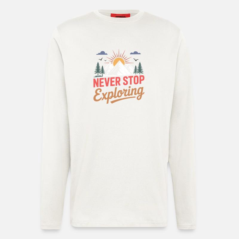 Mountains - Never Stop Exploring - Longsleeve - made by SPREAD  - OFF WHITE