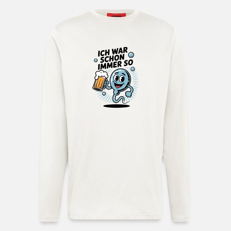 Lustiger Spruch Spermium mit Bierglas - Langarmshirt - made by SPREAD  - OFF WHITE