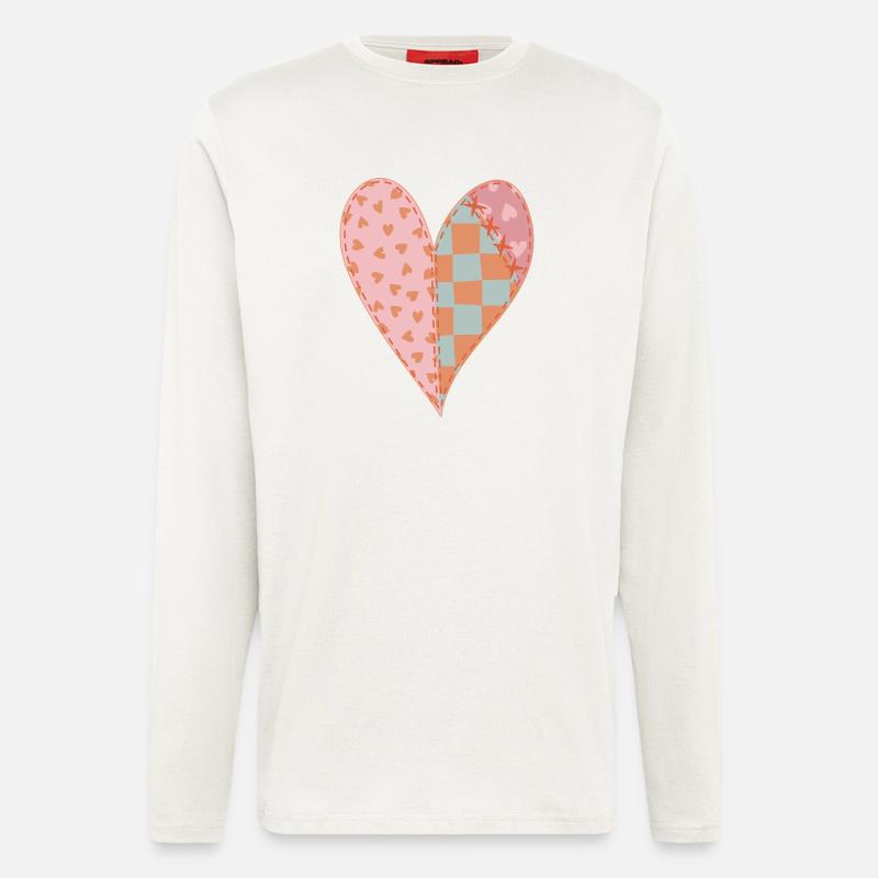 Patchwork Heart No2 - Longsleeve - made by SPREAD  - OFF WHITE