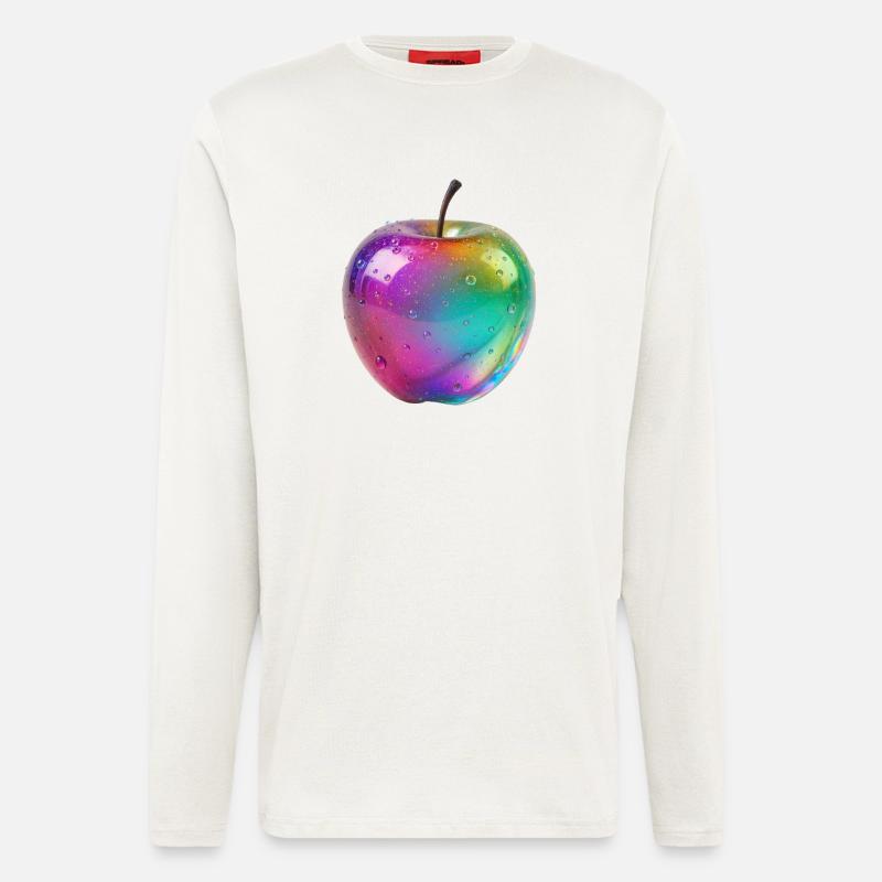 Conception esthétique de la pomme arc-en-ciel - Manches longues bio décontracté fabriqué en UE - OFF WHITE