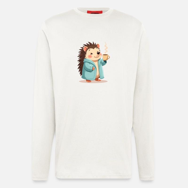 Hedgehog Mit Kaffee Pullover Design - Langarmshirt - made by SPREAD  - OFF WHITE