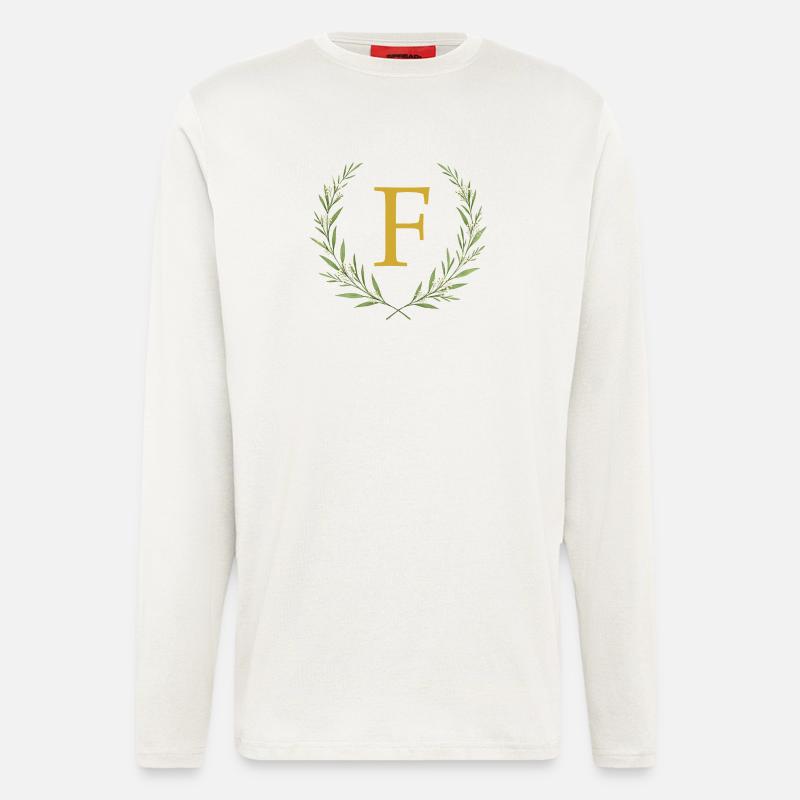 F Monogram, Eucalyptus Wreath, Personalizable - Longsleeve - made by SPREAD  - OFF WHITE