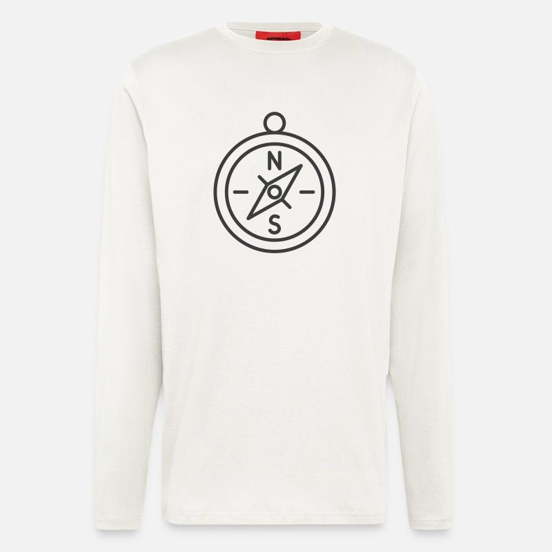 Minimalist Compass Navigation Design - Longsleeve - made by SPREAD  - OFF WHITE