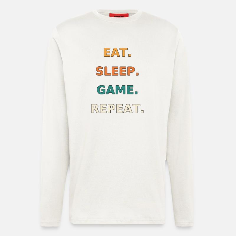 Essen. Schlafen. Spiel. Wiederholen. - Langarmshirt - made by SPREAD  - OFF WHITE