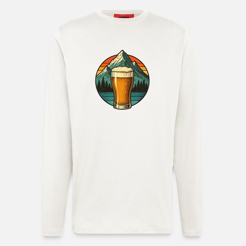 Bergblick mit Bierglas Design - Langarmshirt - made by SPREAD  - OFF WHITE