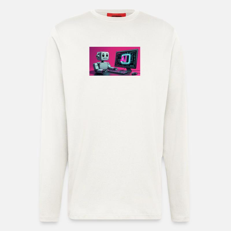 Futuristic AI Robot and Tech Screen - Longsleeve - made by SPREAD  - OFF WHITE