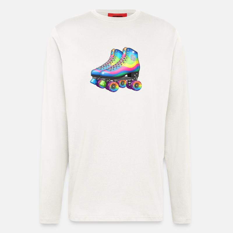 Rainbow Roller Skates Retro Disco Style - Langarmshirt - made by SPREAD  - OFF WHITE