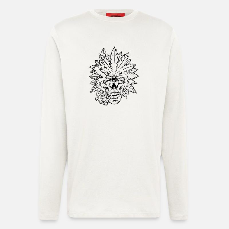 Psychedelic Skull Weed Design - Totenkopf - Langarmshirt - made by SPREAD  - OFF WHITE