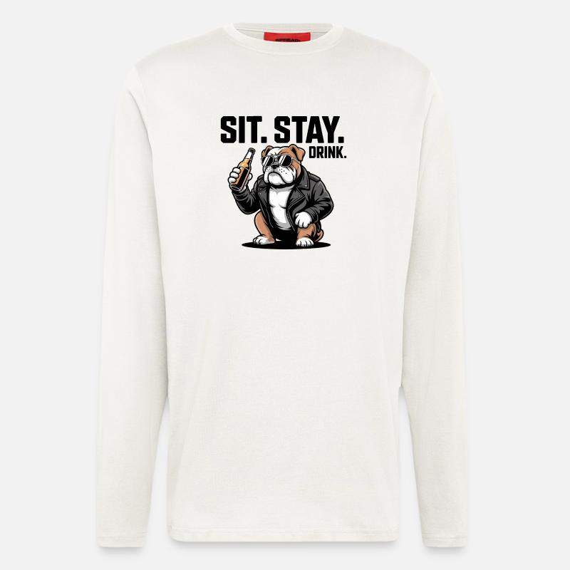 Sitz Bleib Trink Bulldoggenbier - Langarmshirt - made by SPREAD - OFF WHITE