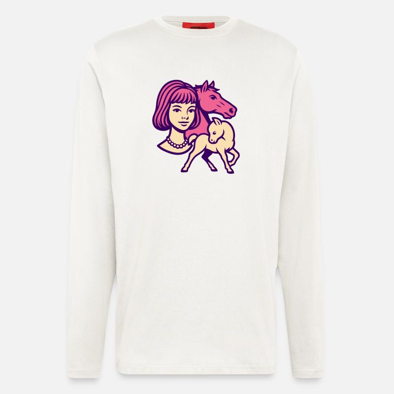 Pferdemädchen Pop-Art rosa - Langarmshirt - made by SPREAD  - OFF WHITE