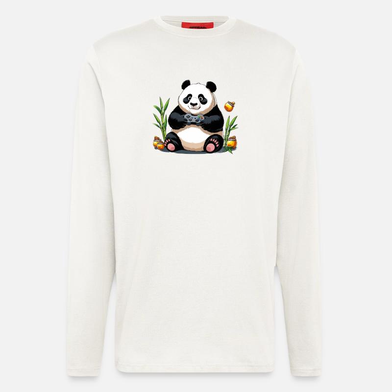 Chill Panda mit Gaming Controller - Langarmshirt - made by SPREAD  - OFF WHITE