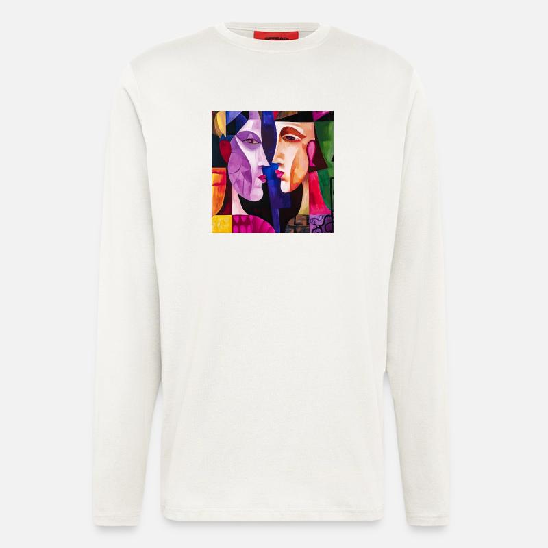 Bunte Paar Abstrakte Porträts - Langarmshirt - made by SPREAD  - OFF WHITE