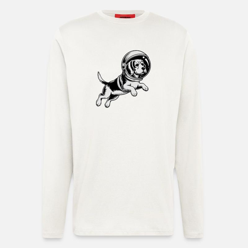 Beagle dans l'espace - Logo d'Astonomy - Manches longues bio décontracté fabriqué en UE - OFF WHITE
