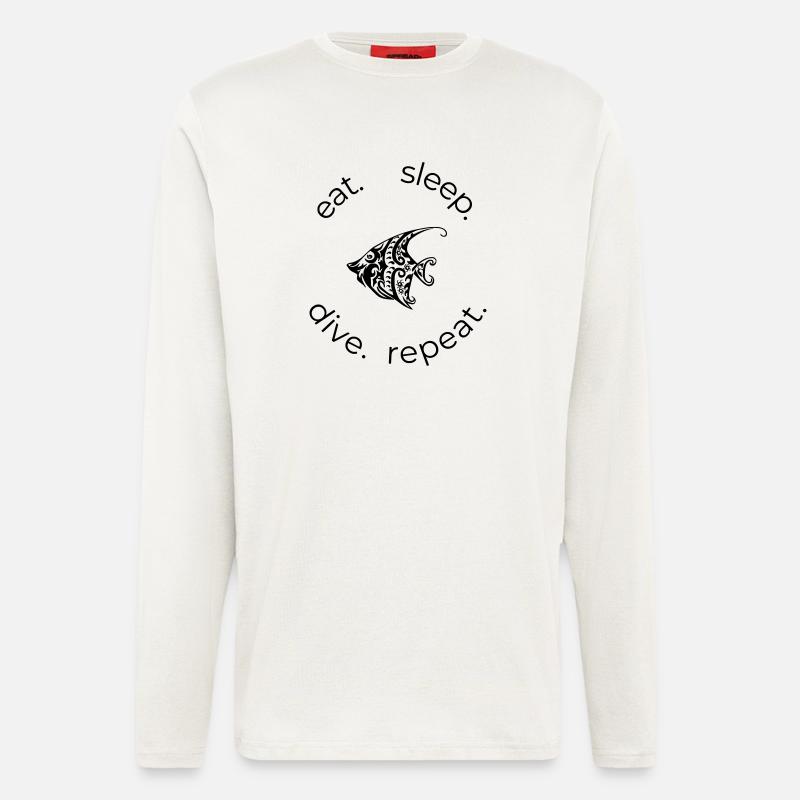 Eat Sleep Dive Repeat – Tribal Fisch - Langarmshirt - made by SPREAD  - OFF WHITE