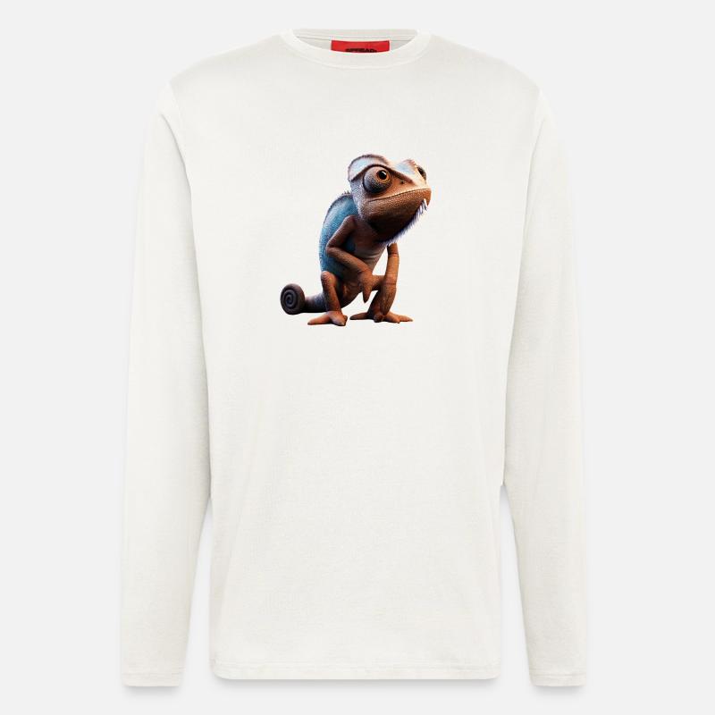 Chamäleon Echse Reptil Chameleon Leguan Eidechse - Langarmshirt - made by SPREAD  - OFF WHITE