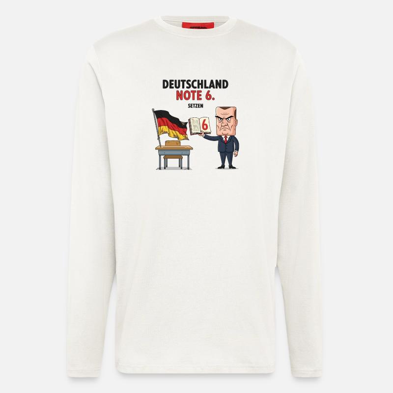 Deutschland Note 6 Motiv mit Lehrer  - Langarmshirt - made by SPREAD  - OFF WHITE