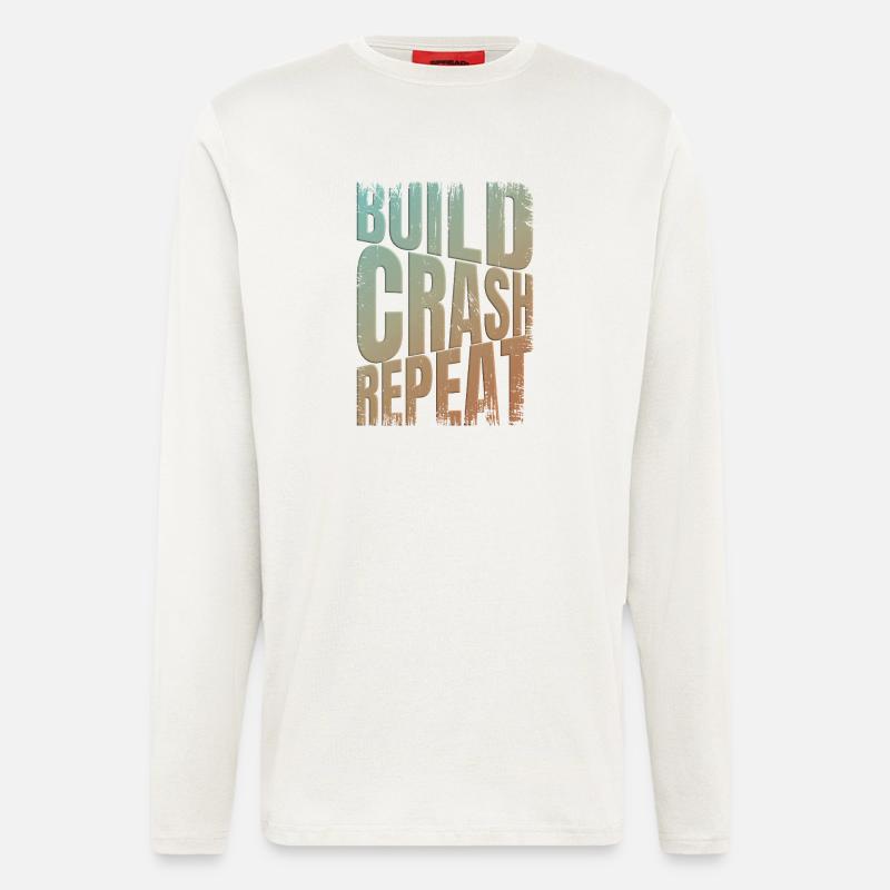 Drohne build crash repeat Spruch - Langarmshirt - made by SPREAD  - OFF WHITE