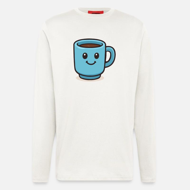 Fröhlicher Kaffeebecher - Langarmshirt - made by SPREAD  - OFF WHITE