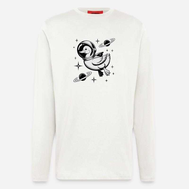 Goose in Space - Cool Astonomy Logo - Longsleeve - made by SPREAD  - OFF WHITE