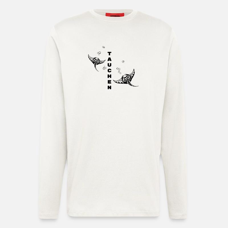 Tauchen – Tribal Manta Rochen Design - Langarmshirt - made by SPREAD - OFF WHITE