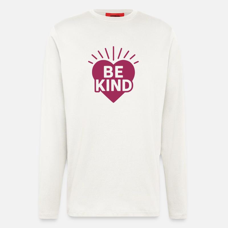 Herz mit Be Kind Botschaft - Langarmshirt - made by SPREAD  - OFF WHITE