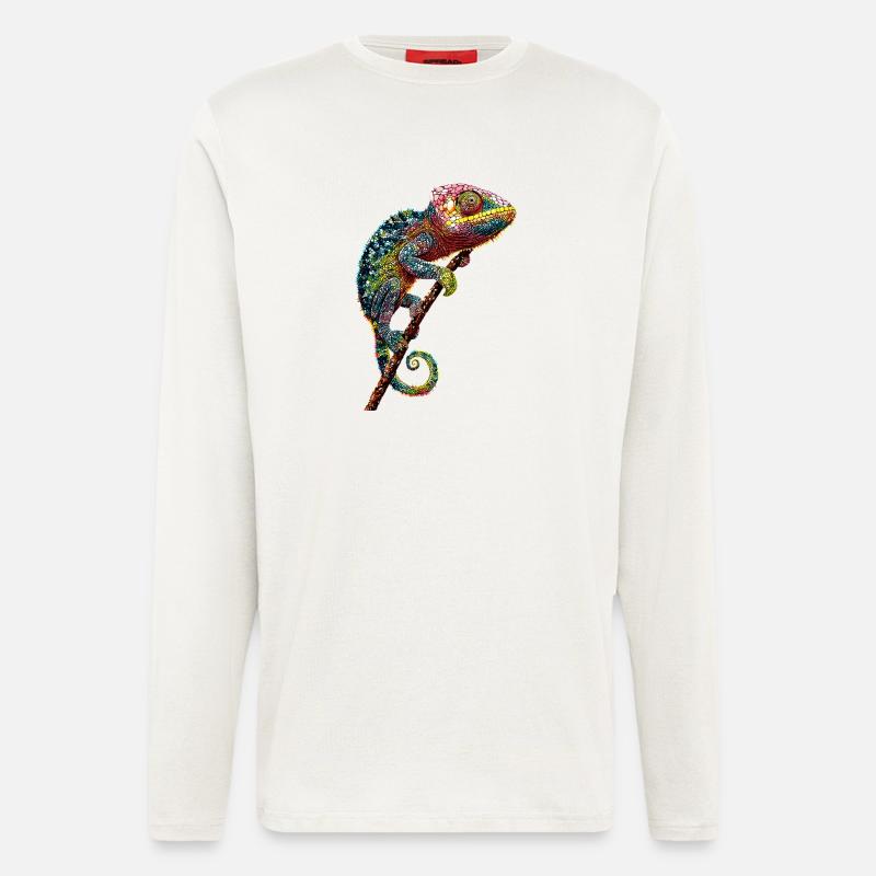 Chamäleon Echse Reptil Chameleon Leguan Eidechse - Langarmshirt - made by SPREAD  - OFF WHITE
