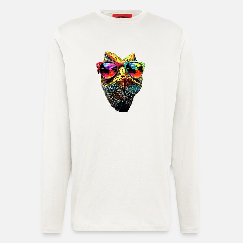 Chameleon Lizard Reptile Chameleon Iguana Lizard - Longsleeve - made by SPREAD  - OFF WHITE