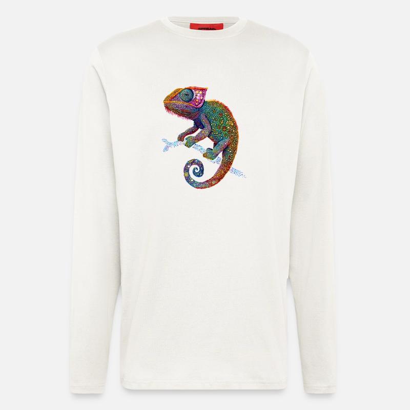 Chameleon Lizard Reptile Chameleon Iguana Lizard - Longsleeve - made by SPREAD  - OFF WHITE