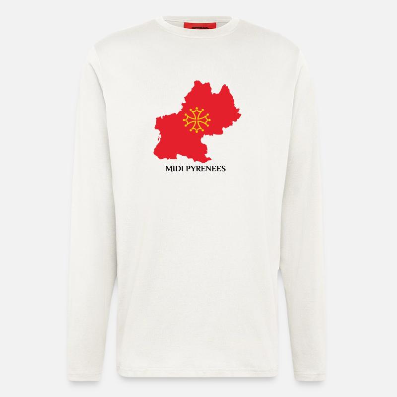 Karte der Midi-Pyrénées - Langarmshirt - made by SPREAD  - OFF WHITE