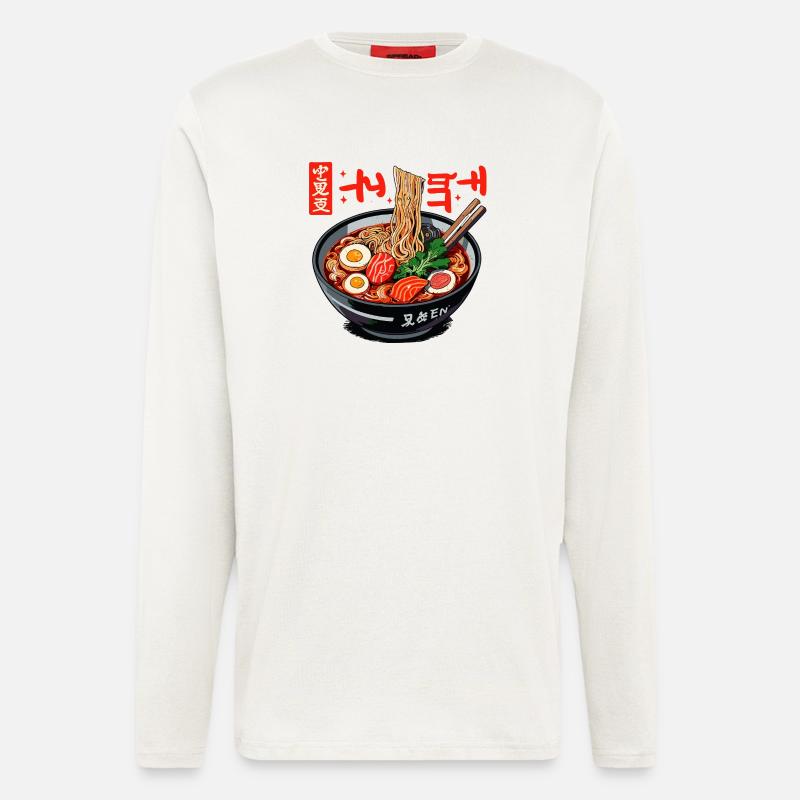 Lebendige Ramen Schüssel Illustration - Langarmshirt - made by SPREAD  - OFF WHITE