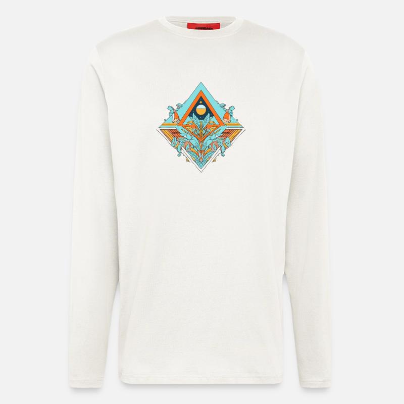 Celestial Dreamscape Geometrisches Design - Langarmshirt - made by SPREAD  - OFF WHITE