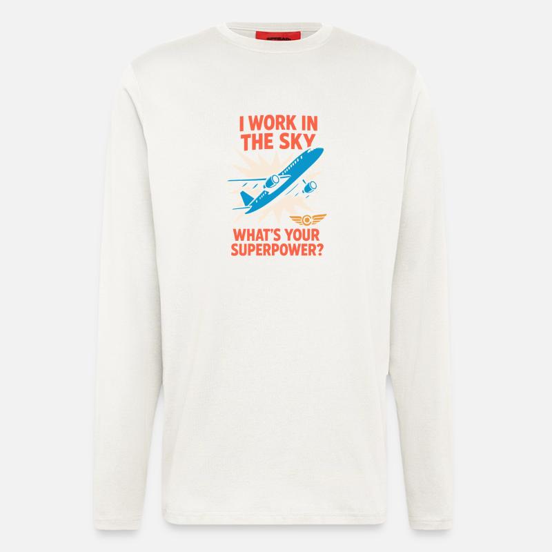 Flugbegleiter Kabinencrew Leben Luftfahrt - Langarmshirt - made by SPREAD  - OFF WHITE