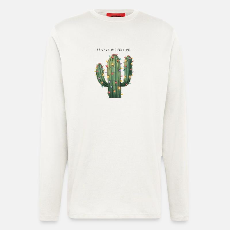 Großer Weihnachtskaktus – Prickly but Festive - Langarmshirt - made by SPREAD  - OFF WHITE