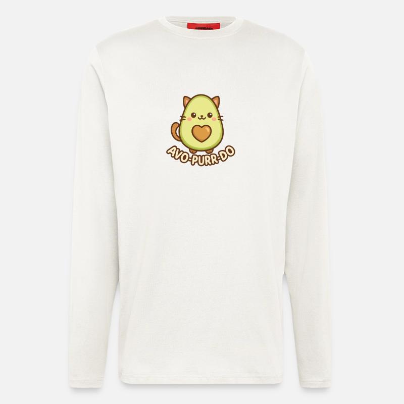 Süßer Avocado-Katzenhörnchen mit Herz - Langarmshirt - made by SPREAD  - OFF WHITE