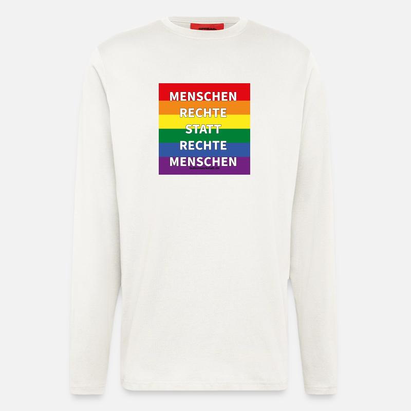 Menschenrechte statt rechte Menschen - Langarmshirt - made by SPREAD  - OFF WHITE