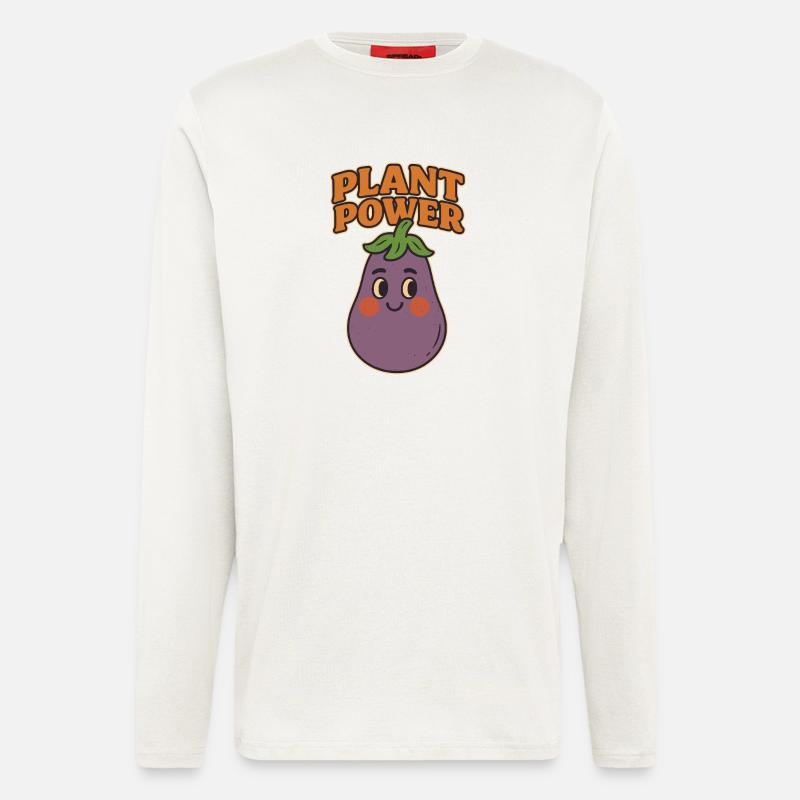 Verspielte Aubergine mit Botschaft - Langarmshirt - made by SPREAD  - OFF WHITE