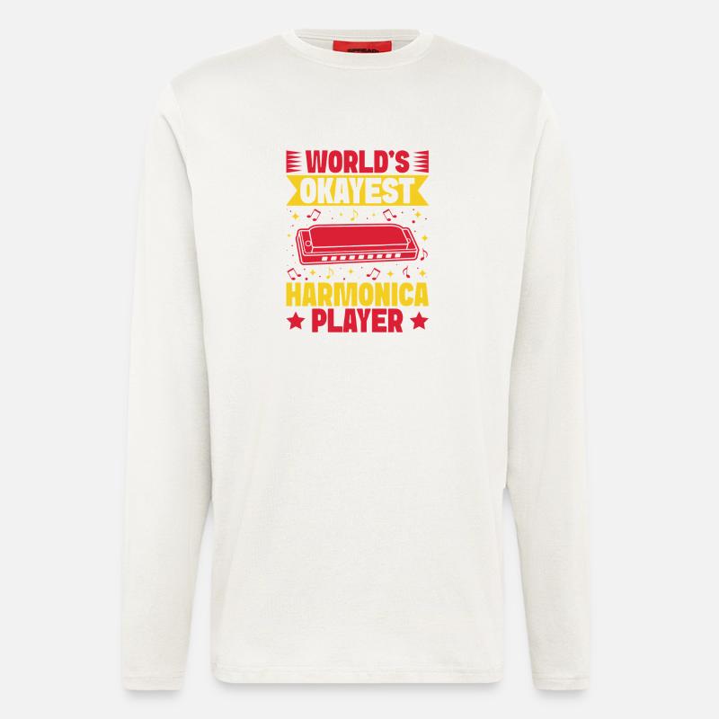 Funny Harmonica Player Okayest Harmonica - Longsleeve - made by SPREAD  - OFF WHITE