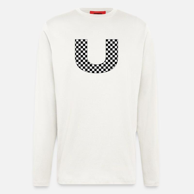 U – Checkerboard Typography Statement - Langarmshirt - made by SPREAD  - OFF WHITE