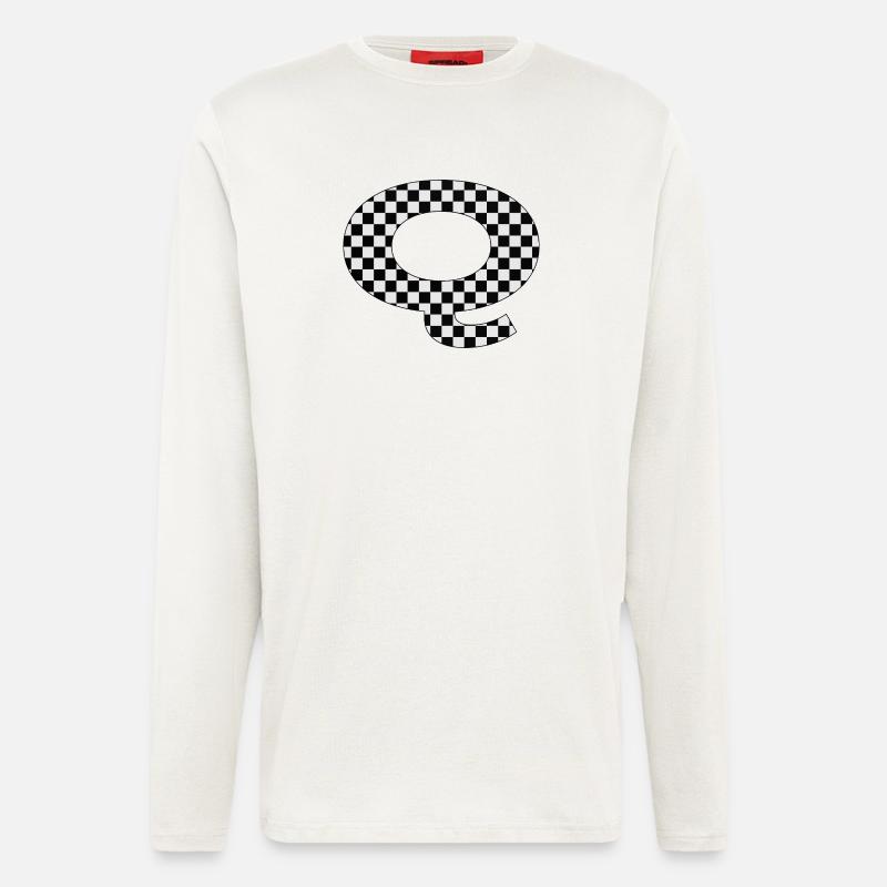 Checkerboard Muster Buchstabe Q - Langarmshirt - made by SPREAD  - OFF WHITE
