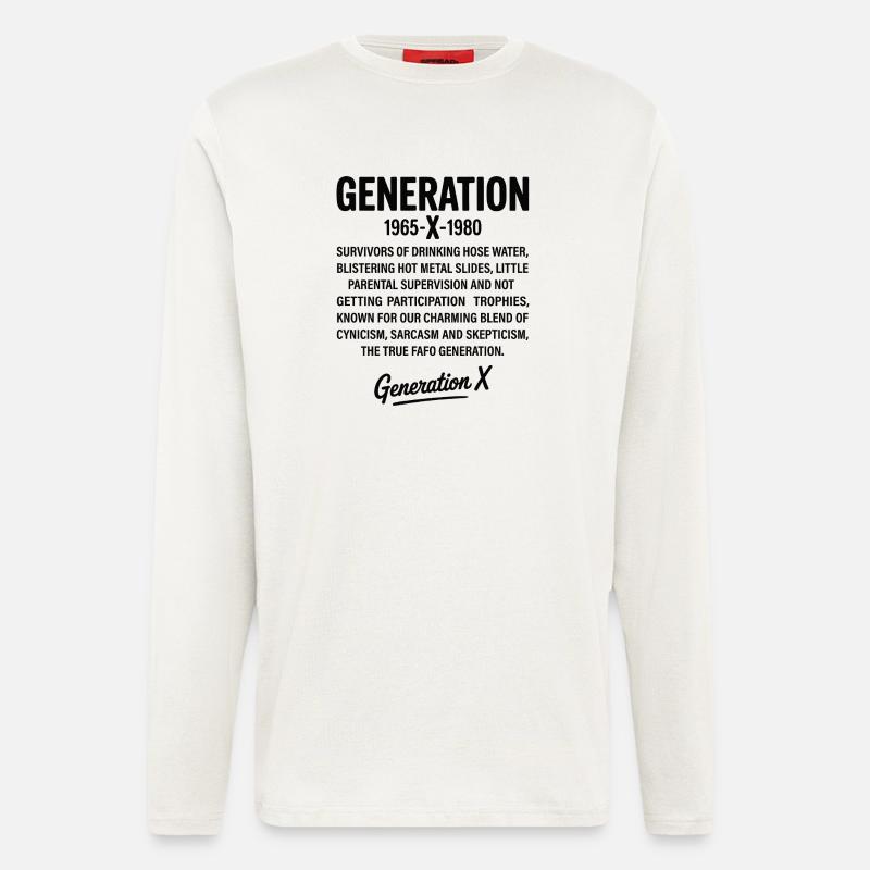 Retro-Textdesign der Generation X - Langarmshirt - made by SPREAD  - OFF WHITE