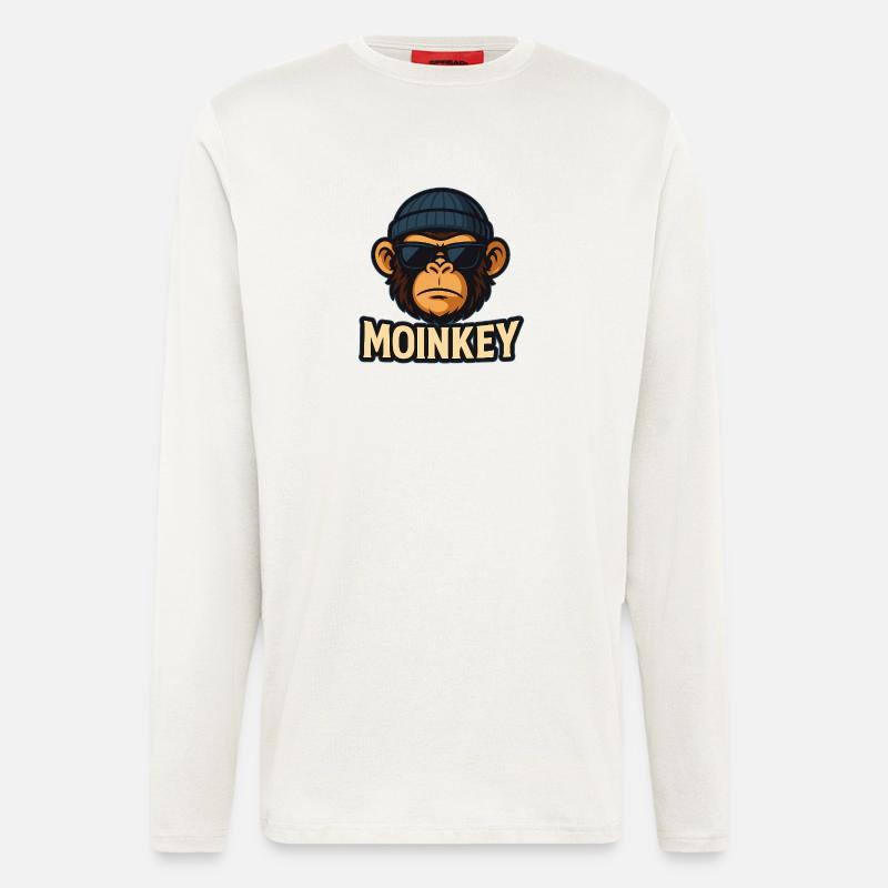 MOINKEY Affe Design – Moin Hamburg Geschenkidee - Langarmshirt - made by SPREAD  - OFF WHITE