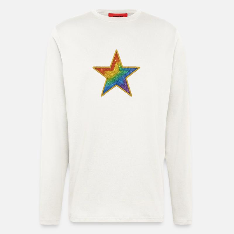 Rainbow Glitter Star Patch Design - Longsleeve - made by SPREAD  - OFF WHITE
