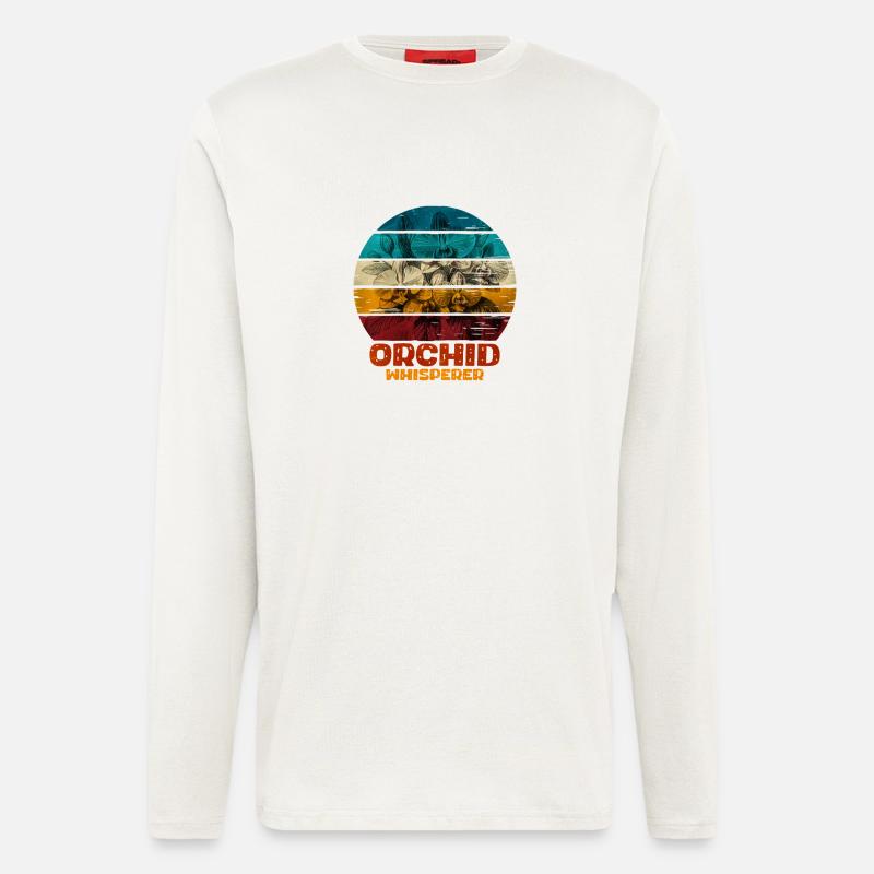 Conception de l'orchidée chuchoteuse - Manches longues bio décontracté fabriqué en UE - OFF WHITE