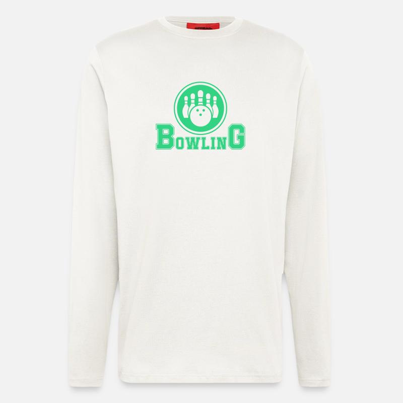 Conception de main de bowling rétro - Manches longues bio décontracté fabriqué en UE - OFF WHITE