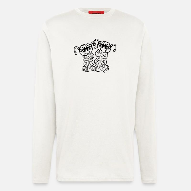 2 Raupe Mittelfinger Beleidigung Sonnenbrille Team - Langarmshirt - made by SPREAD  - OFF WHITE