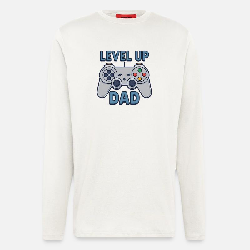 Level Up Dad – Gamer Controller Geschenk - Langarmshirt - made by SPREAD - OFF WHITE
