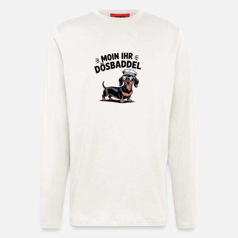 Moin Ihr Dösbaddel Dackel Seemann Spruch - Langarmshirt - made by SPREAD - OFF WHITE