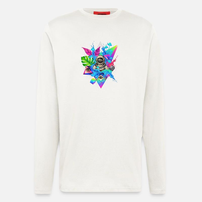 Futuristischer Technodschungel Print - Langarmshirt - made by SPREAD  - OFF WHITE