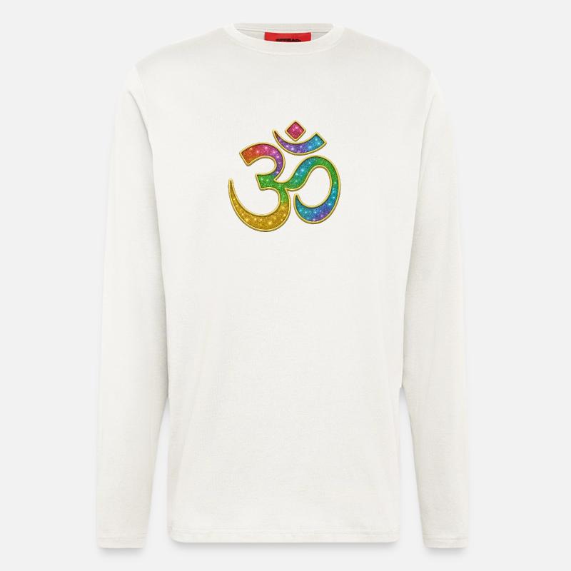 Regenbogen Om Symbol im Glitter-Design - Langarmshirt - made by SPREAD - OFF WHITE