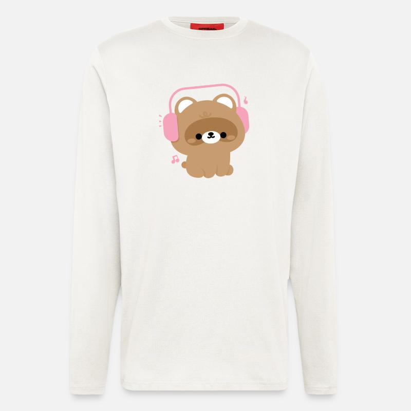 Niedlicher Biber mit Kopfhörer Illustration - Langarmshirt - made by SPREAD  - OFF WHITE